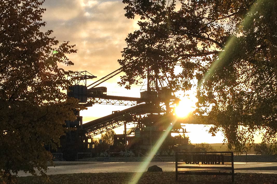 Sonnenuntergang am Ferropolis Freilichtmuseum